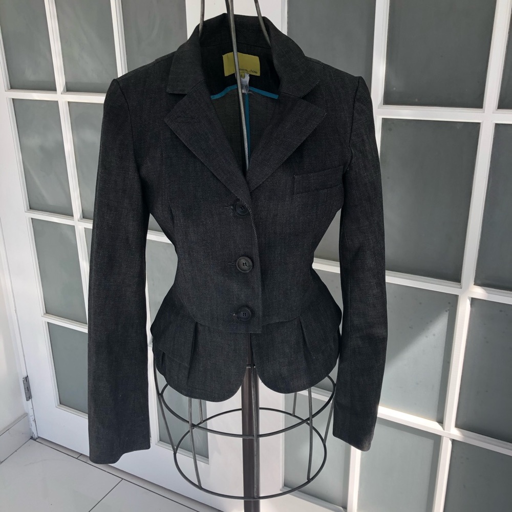 Tevrow + Chase peplum denim blazer. NWOT.